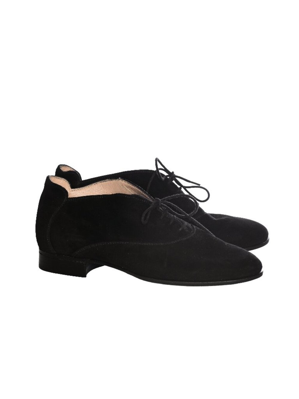 SILVIA FIORENTINA Black Suede Lace Up Oxford Flats Italy Size 6M- RARE Vintage - Picture 2 of 16